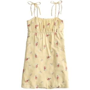 Hollister Yellow Floral Tie-Strap Mini Dress